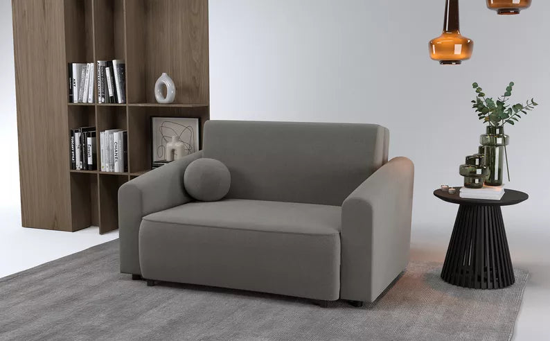 VIOSTE Divvietīgs dīvāns, 110 cm, ar glabātuvi, tumši pelēks hidrofobs šenils - N1 Home