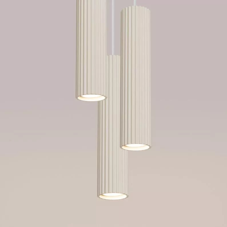 BONKAR x3 bēša piekaramā lampa uz apaļas griestu oderes - N1 Home