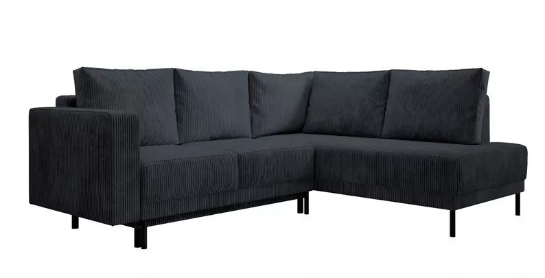 RIO Stūra dīvāns ar gulēšanas funkciju, ar konteineru, tumši pelēks velvets, kreisa/laba puse - N1 Home