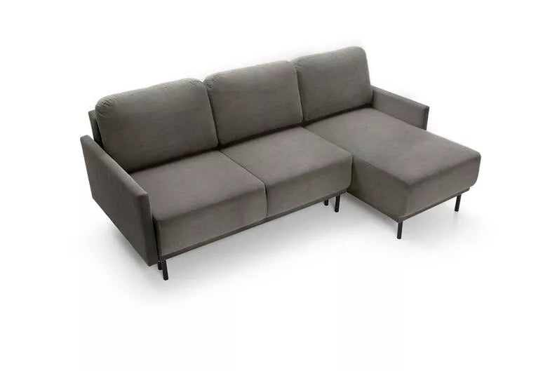 NOMIEL L-formas izvelkamais stūra dīvāns ar konteineru, grafīta hidrofoba audums - N1 Home