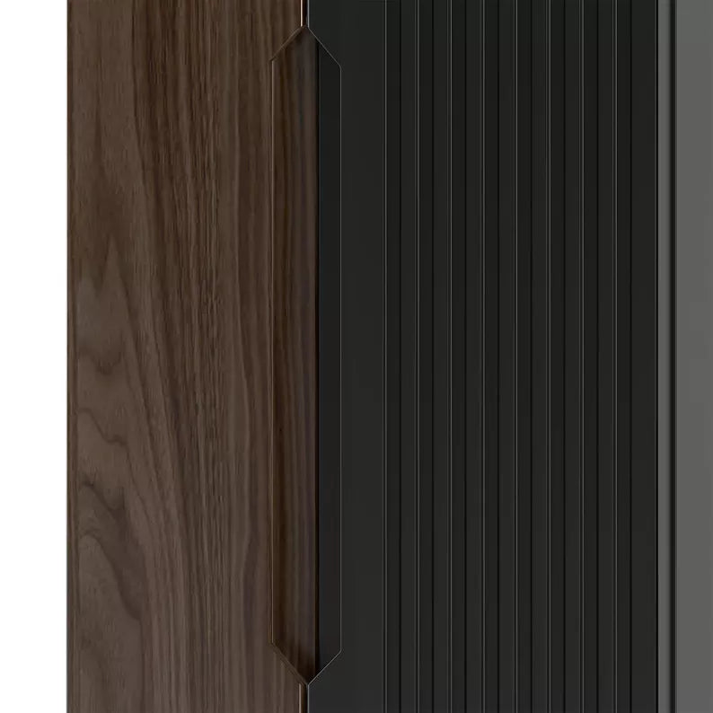 VELAV Vannas istabas komplekts ar izlietnēm uz galda un skapis 155 cm, rievotas fasādes, matēts melns / riekstkoks - N1 Home