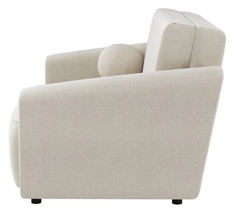 VIOSTE Divvietīgs dīvāns, 130 cm, ar glabātuvi, krēmkrāsas hidrofobs šenils - N1 Home