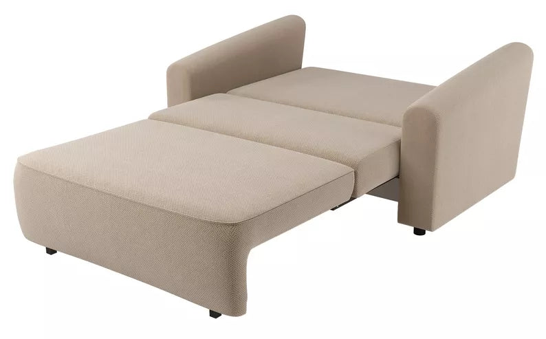 VIOSTE Divvietīgs dīvāns, 110 cm, ar glabātuvi, smilškrāsas hidrofobs šenils - N1 Home