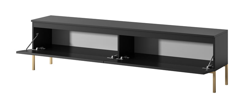 MEBBI TV skapis, 175 cm, melns ar zelta kājiņām - N1 Home