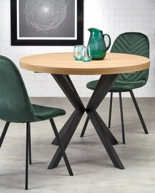 RELER Izvelkamais galds 100-250x100 cm, zelta ozols/melns - N1 Home