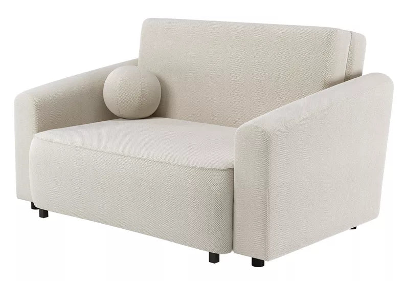 VIOSTE Divvietīgs dīvāns, 110 cm, ar glabātuvi, krēmkrāsas hidrofobs šenils - N1 Home