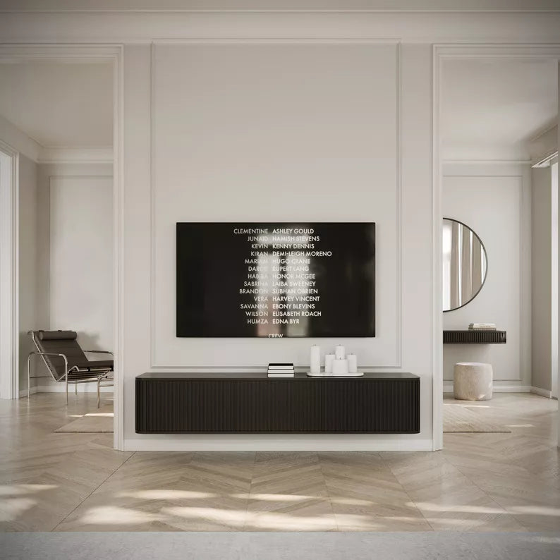 LOVORE Piekarināmais TV skapis ar rievām, trīsdurvju, 163 cm, melns - N1 Home