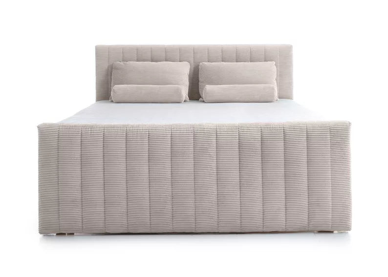 BINOLULA Kontinentālā gulta 1160/80x200 cm ar matraci un konteineriem, gaiši bēša velveta - N1 Home