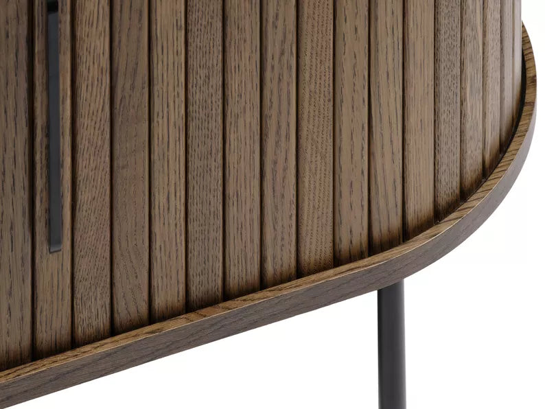 TIVELGA TV skapis, 180 cm, dedzinātas ozolkoka līstes - N1 Home