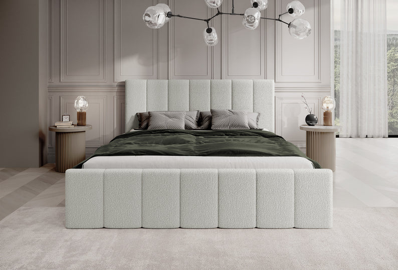 ROMA Mīkstā gulta 140/160/180x200 cm, ar konteineru, krēmkrāsas krāsa - N1 Home