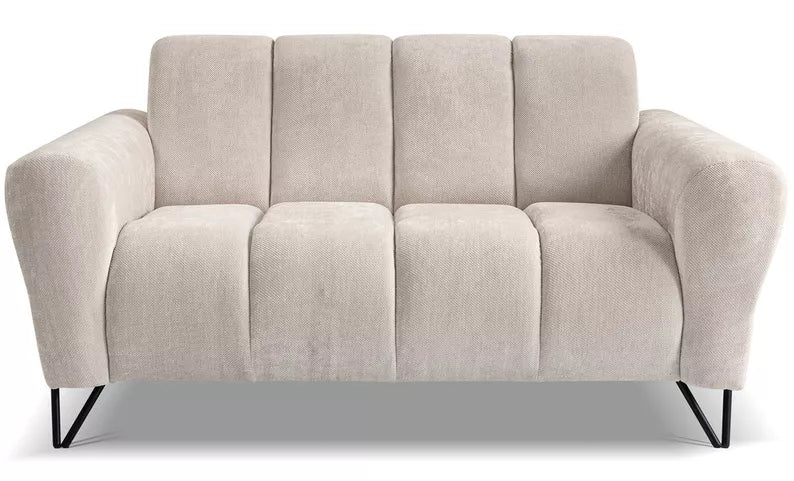 LAREVO Divvietīgs dīvāns, krēmkrāsas šenila - N1 Home