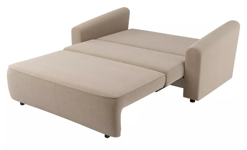 VIOSTE Divvietīgs dīvāns, 130 cm, ar glabātuvi, bēšs hidrofobs šenils - N1 Home