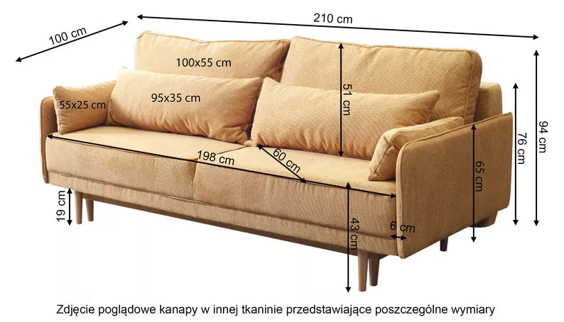 DERSPI Trīsvietīgs dīvāns, tumši zils, hidrofobs samts - N1 Home