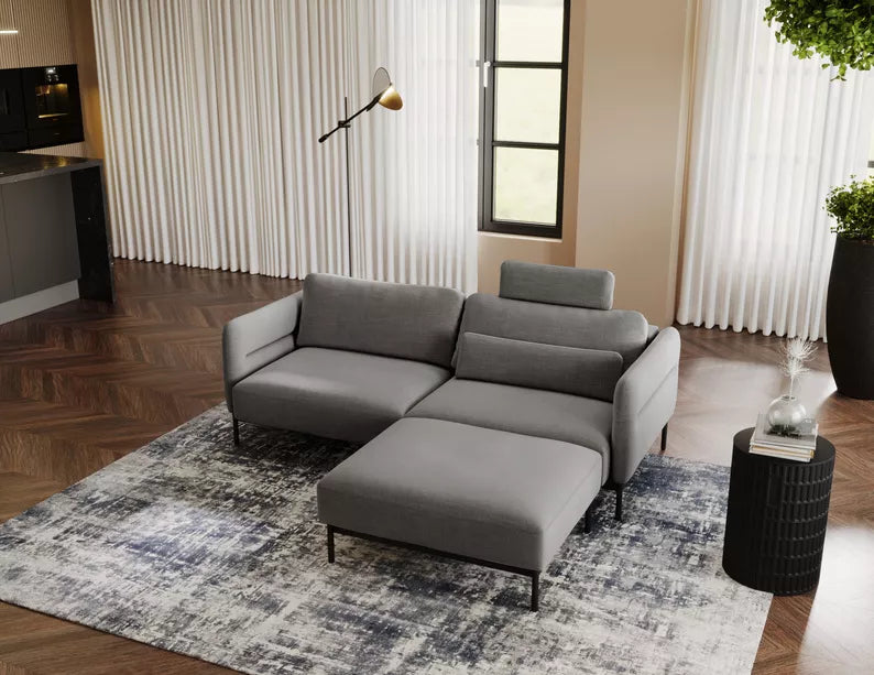 NEROSOLIA Pufs, tumši pelēks, viegli tīrāms audums - N1 Home