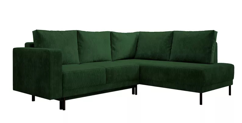 RIO Stūra dīvāns ar gulēšanas funkciju, ar konteineru, tumši zaļš velvets, kreisa/laba puse - N1 Home