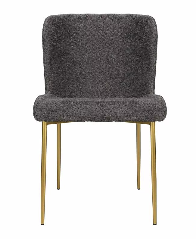 LUEN Pelēks bouclé polsterēts krēsls ar zeltainām kājām - N1 Home