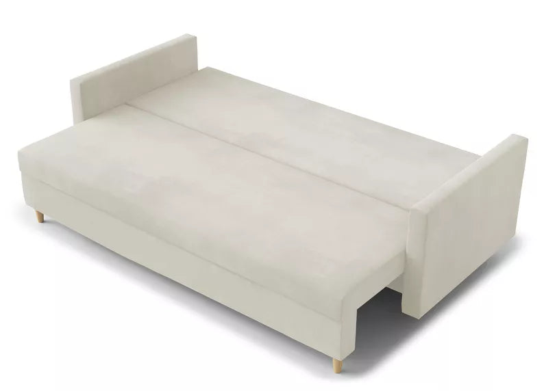 LUTTO Dīvāns ar glabātuvi,  izvelkamais, krēmkrāsas samts - N1 Home