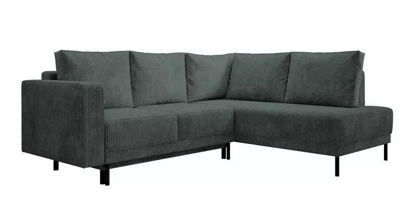 RIO Stūra dīvāns ar gulēšanas funkciju, ar konteineru, pelēks velvets, kreisa/laba puse - N1 Home