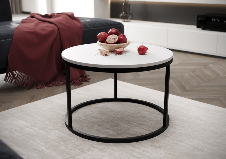 BELLO Apaļš kafijas galdiņš 60 cm, matēts balts - N1 Home