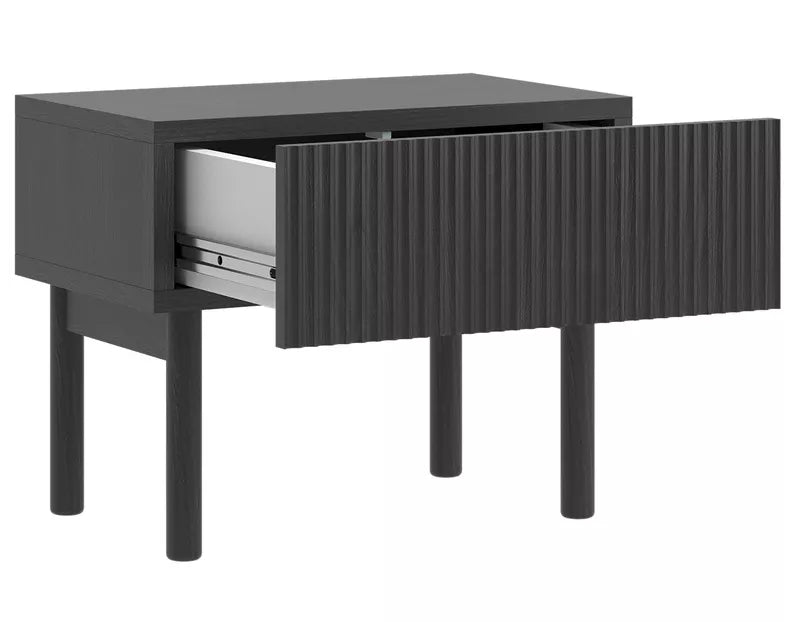 LOLI Naktsskapītis ar atvilktni un kājām, 50 cm, Portland Ash melns - N1 Home