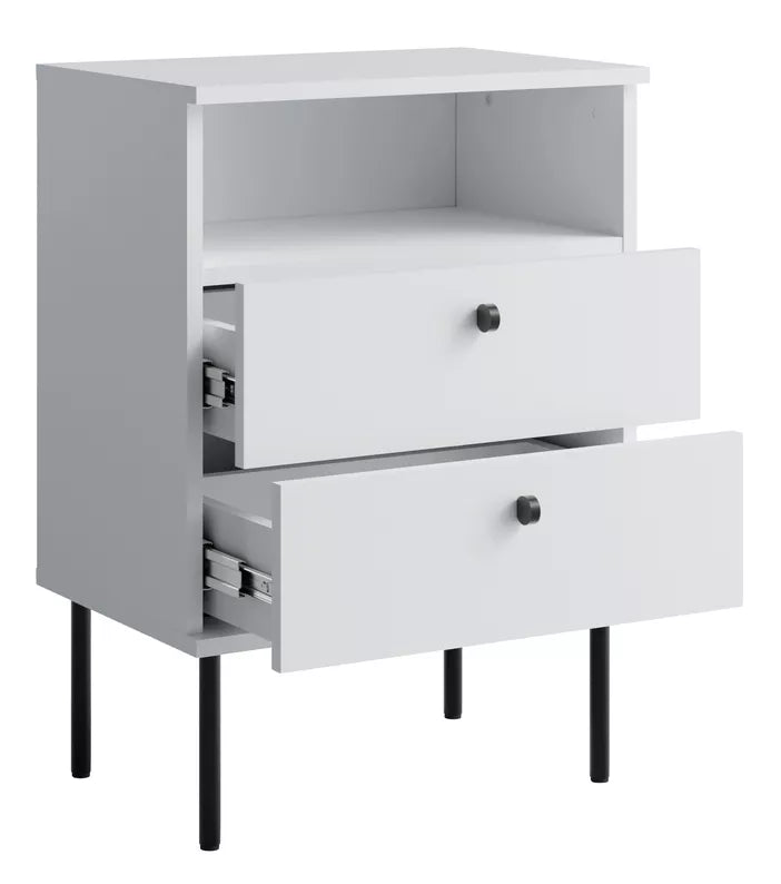 HIGL Naktsgaldiņš ar divām atvilktnēm, 50 cm, balts - N1 Home