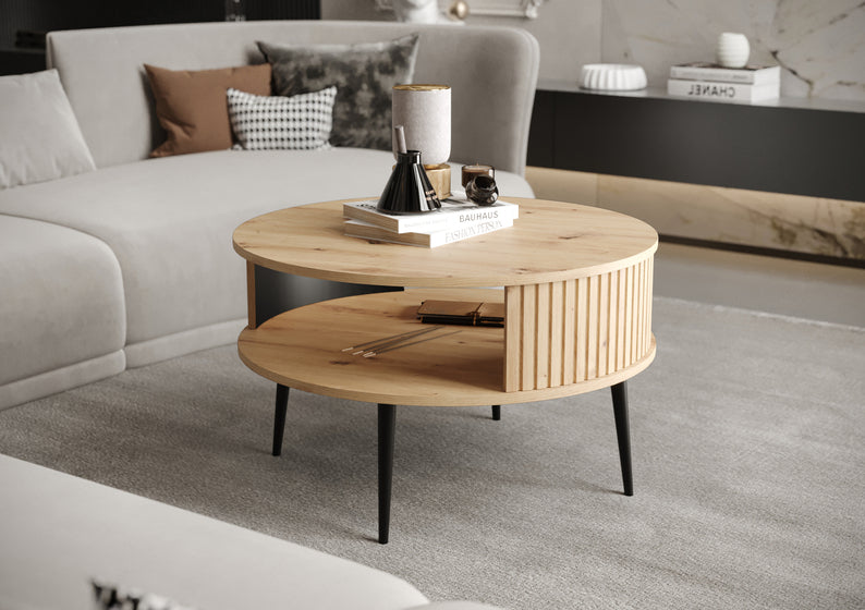 DIVIANO Apaļš kafijas galdiņš 76 cm, artisan ozols - N1 Home