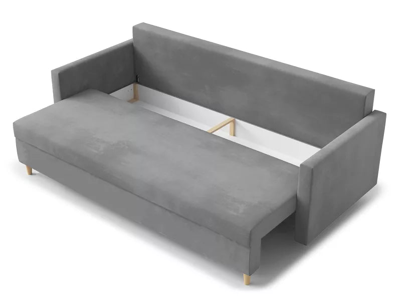 LUTTO Dīvāns ar glabātuvi, izvelkamais, gaiši pelēks samts - N1 Home