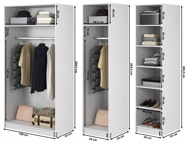 MEFRA Četrdurvju skapis 200 cm, pelēks bēšs - N1 Home