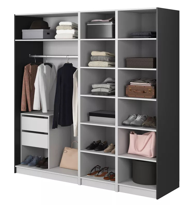 MEFRA Četrdurvju skapis 200 cm, melns - N1 Home