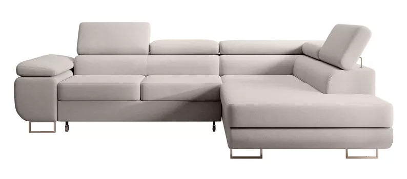 VILSTEV L-formas stūra dīvāns ar gulēšanas funkciju, ar konteineru, krēmīgs viegli tīrāms samts, kreisa/laba puse - N1 Home