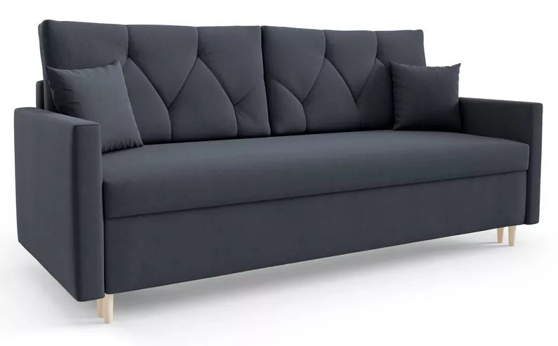 RAZO Dīvāns-gulta ar glabātuvii, tumši pelēks samts - N1 Home