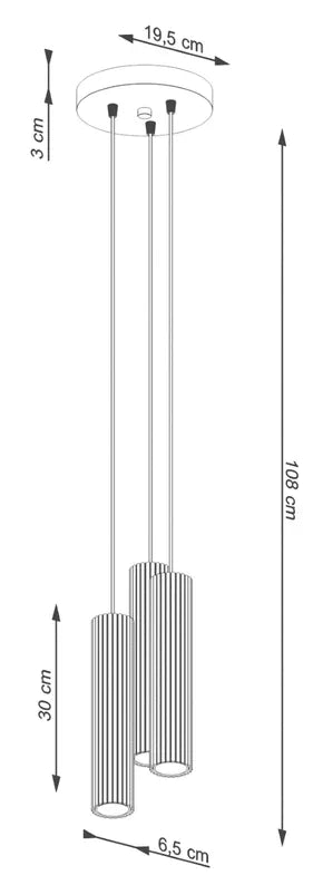 BONKAR x3 bēša piekaramā lampa uz apaļas griestu oderes - N1 Home