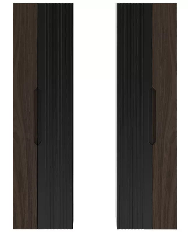 VELAV Vannas istabas komplekts ar izlietnēm uz galda un skapis 155 cm, rievotas fasādes, matēts melns / riekstkoks - N1 Home