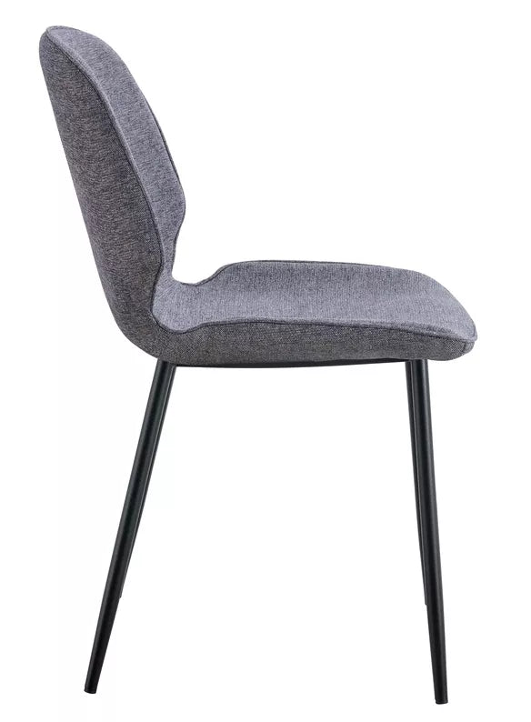 BRALTA Polsterēts krēsls no tumši pelēka šenila auduma, viegli tīrāms, uz melnām kājām - N1 Home