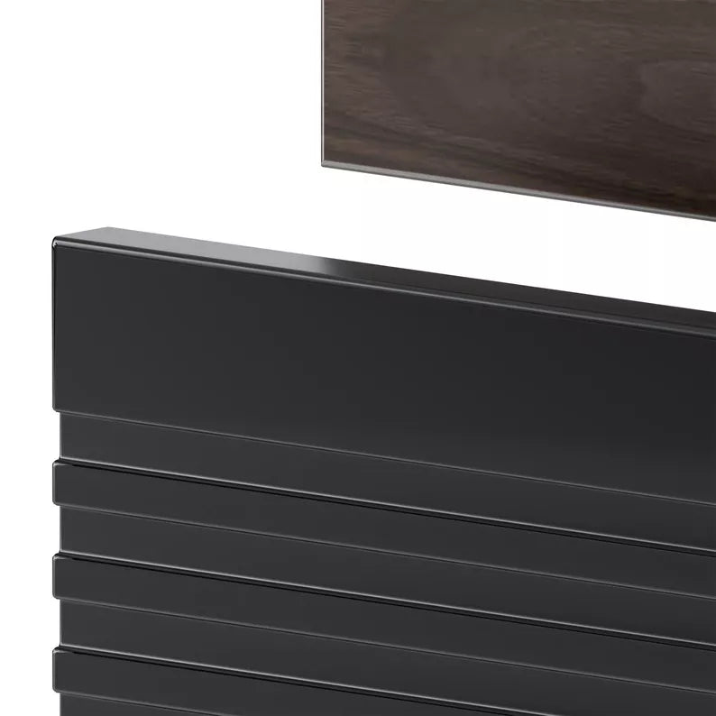 VELAV Vannas istabas komplekts ar diviem skapjiem un galda izlietnēm 120 cm, rievotas fasādes, matēts melns / riekstkoks - N1 Home