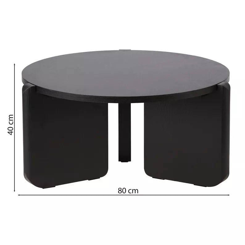 FINPRE Apaļš kafijas galdiņš, diametrs 80 cm, melns osis - N1 Home