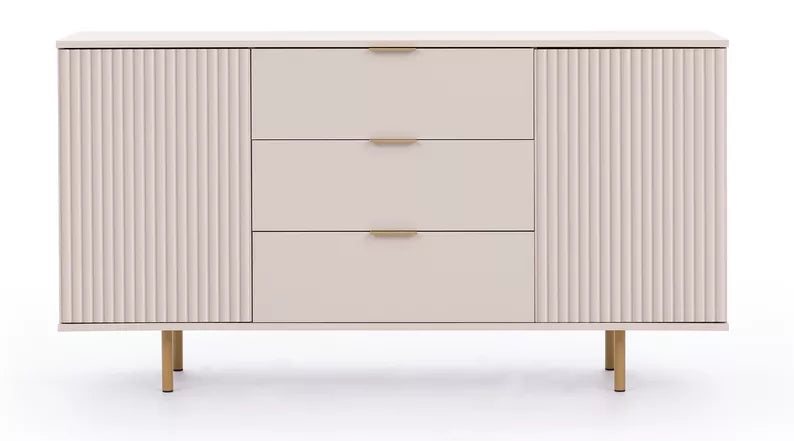 BLAZKA Divdurvju kumode, 150 cm, ar trim atvilktnēm, kašmira lameles - N1 Home