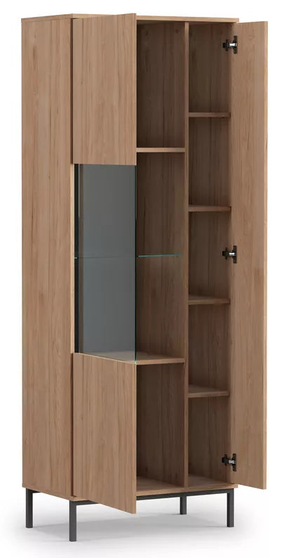 RILAPE Divdurvju vitrīnas skapis 70 cm, hikorijs - N1 Home