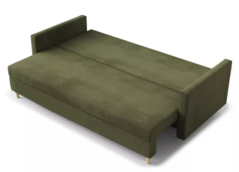 LUTTO Dīvāns ar glabātuvi, izvelkamais, olīvu samts - N1 Home