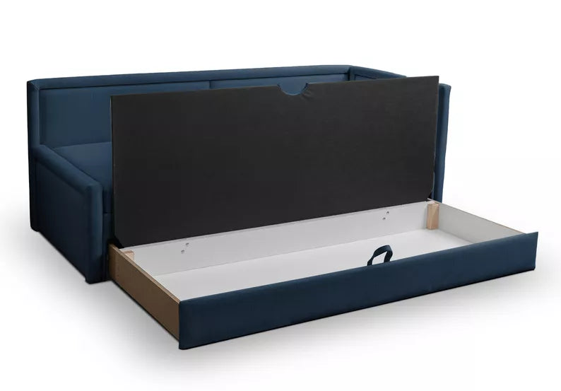 RILI Jauniešu gulta ar konteineru,  tumši zila, universāla bize - N1 Home