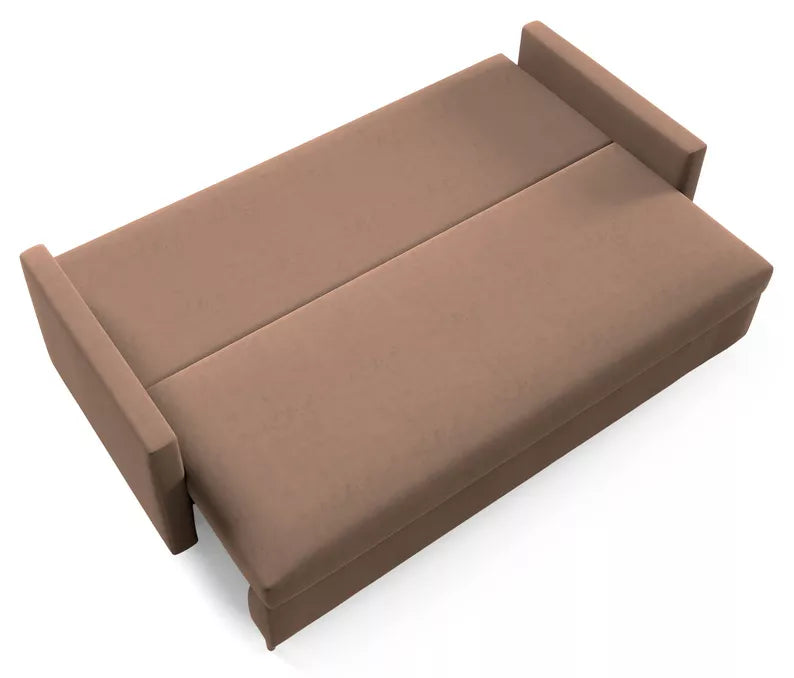 RAZO Dīvāns-gulta ar glabātuvii, gaiši brūns samts - N1 Home