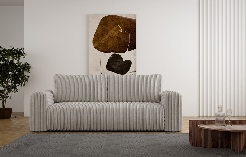 CEPU Trīsvietīgs dīvāns ar glabātuvi, pelēki bēšs velvets - N1 Home