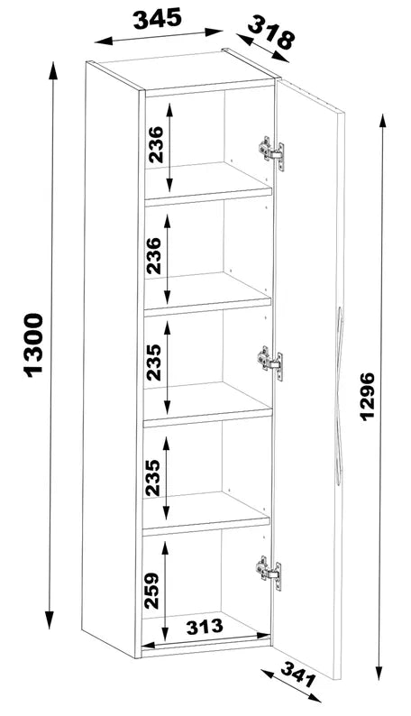 DELLA Vannas istabas komplekts ar izlietni un skapīti, piekaramais skapis, 95 cm, rievotas riekstkoka/matēti melnas fasādes - N1 Home