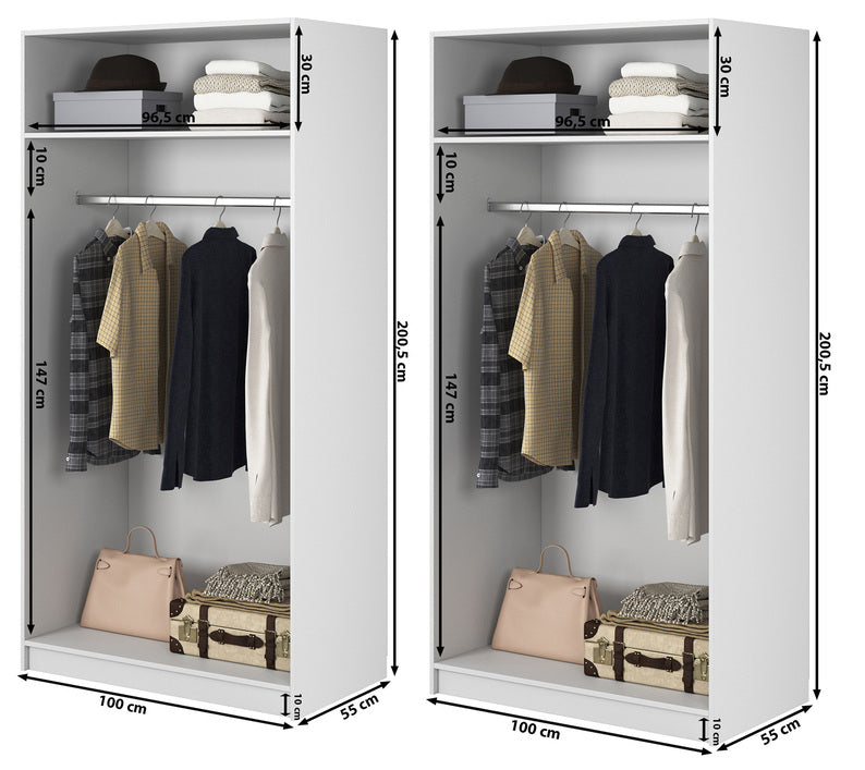 MOON Četrdurvju skapis 200 cm, melns - N1 Home