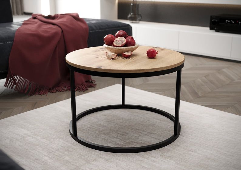 BELLO Apaļš kafijas galdiņš 60 cm, artisan ozols - N1 Home