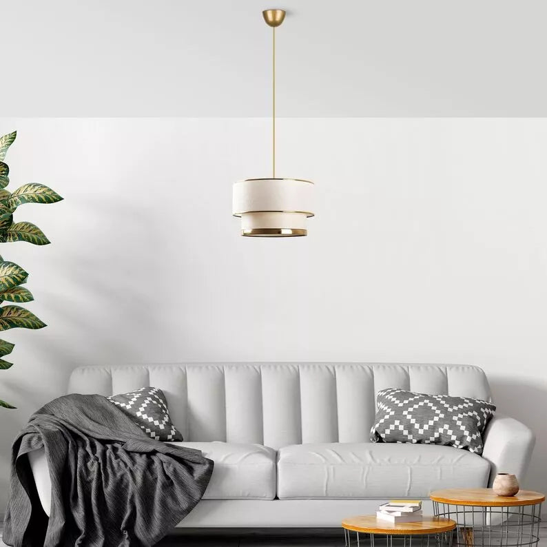 TIOFA Piekaramā lampa, diametrs 30 cm, zelta un krēmkrāsas - N1 Home