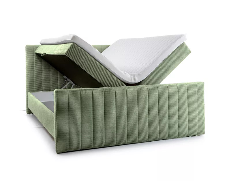 BINOLULA Kontinentālā gulta 1160/80x200 cm ar matraci un konteineriem, salvijas velveta - N1 Home