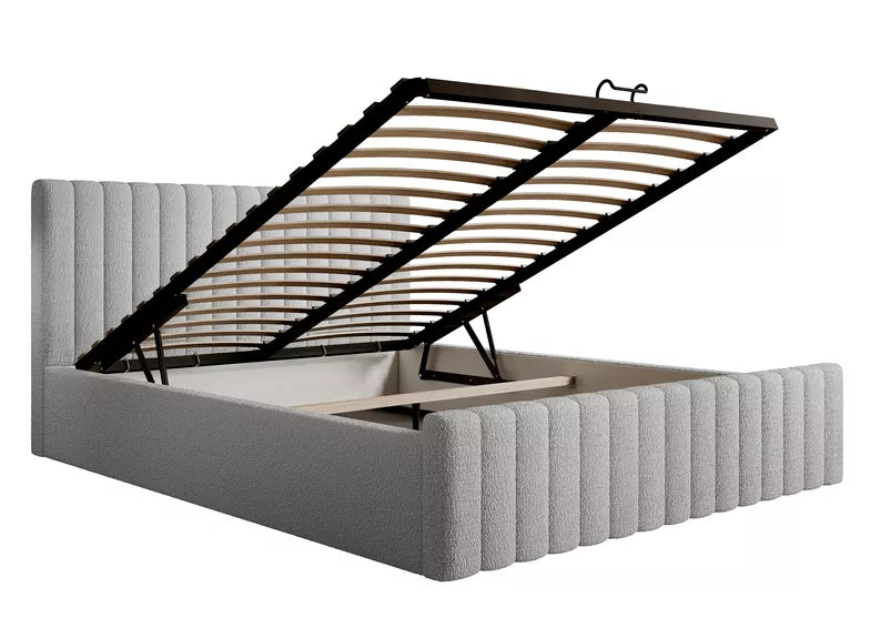 MONERA Mīkstā gulta 140/160/180x200 cm, pelēka, ar konteineru, melnas kājas - N1 Home