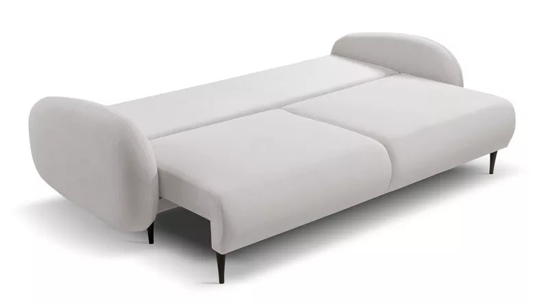 FRABA Izvelkamais dīvāns ar gulēšanas funkciju, veļas konteineru, krēmkrāsas samts - N1 Home