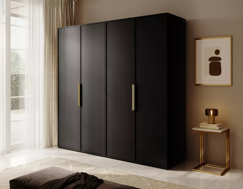 MEFRA Četrdurvju skapis 200 cm, melns - N1 Home